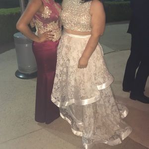 Plus size two pice mesh dress.